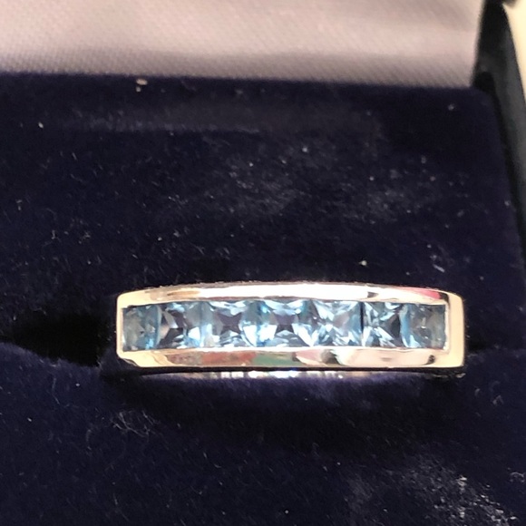 NWOT Sterling Silver Channel Set Swiss Blue Topaz Band Ring - Picture 5 of 6